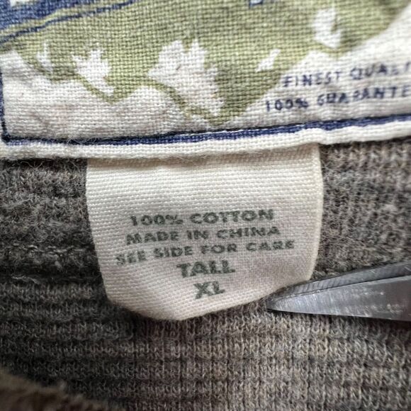 Eddie Bauer Thermal Waffle Knit Henley Shirt Men XLT Tan Pullover Layers Outdoor - Picture 11 of 13